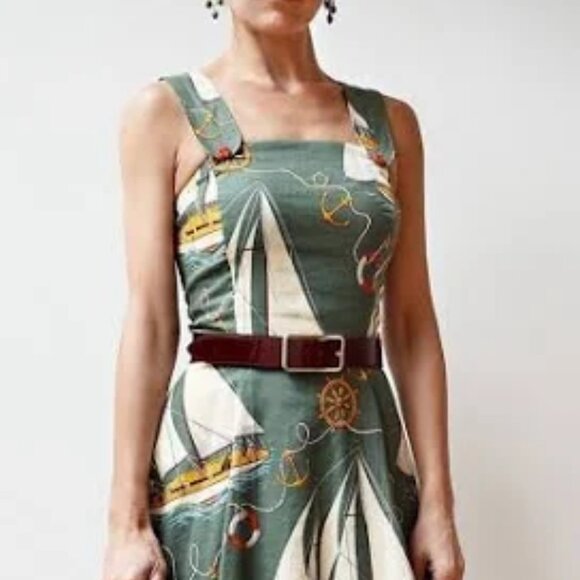 Ralph Lauren Dresses & Skirts - ralph lauren nautical coastal boating aline linen sage dress